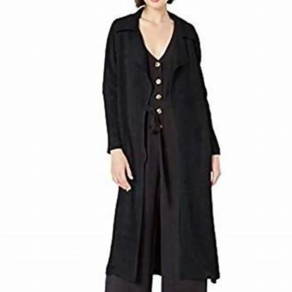 Rachel Pally black linen blend duster jacket size Small